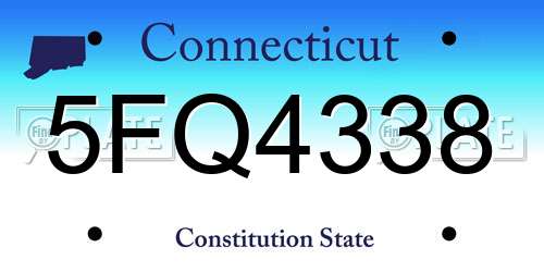 5FQ4338 Connecticut License Plate