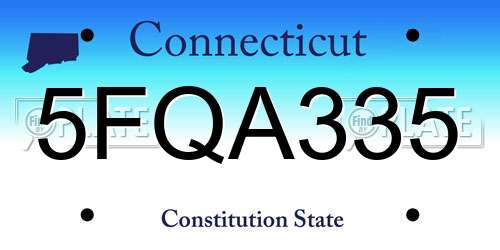 5FQA335 Connecticut License Plate