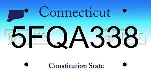 5FQA338 Connecticut License Plate
