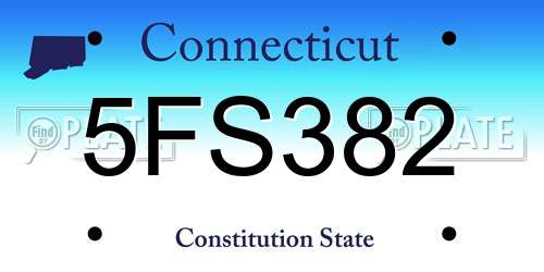 5FS382 Connecticut License Plate