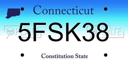5FSK38 Connecticut License Plate