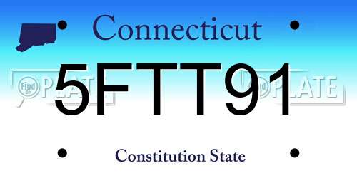 5FTT91 Connecticut License Plate
