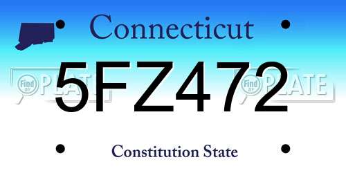 5FZ472 Connecticut License Plate