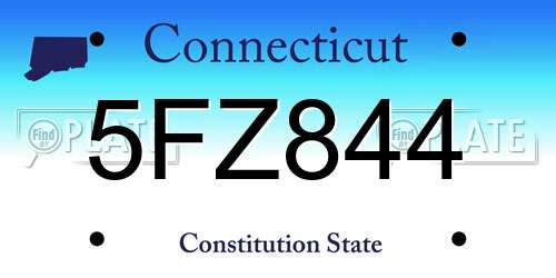 5FZ844 Connecticut License Plate