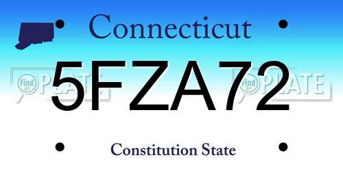 5FZA72 Connecticut License Plate