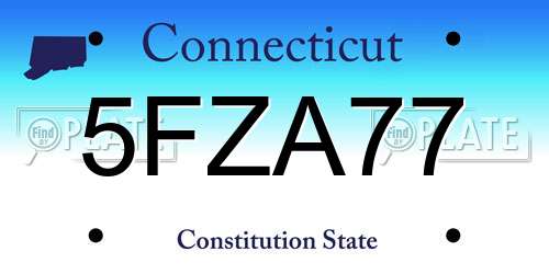 5FZA77 Connecticut License Plate