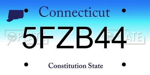 5FZB44 Connecticut License Plate