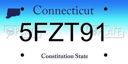 5FZT91 Connecticut License Plate