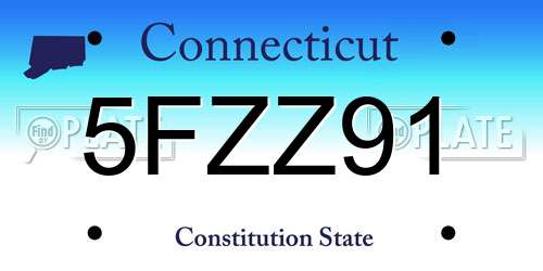 5FZZ91 Connecticut License Plate