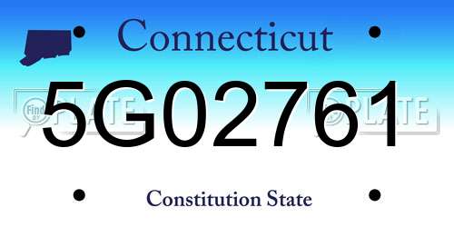 5G02761 Connecticut License Plate
