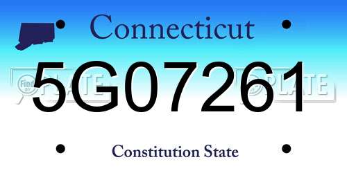 5G07261 Connecticut License Plate