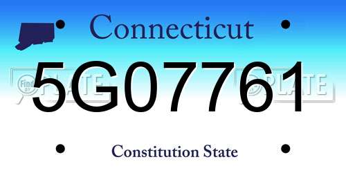 5G07761 Connecticut License Plate