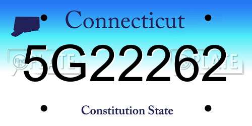 5G22262 Connecticut License Plate