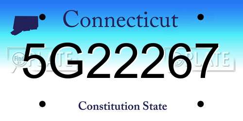 5G22267 Connecticut License Plate