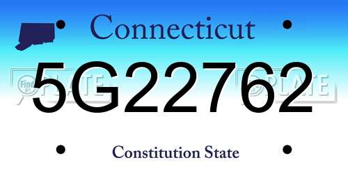 5G22762 Connecticut License Plate