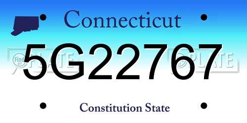 5G22767 Connecticut License Plate