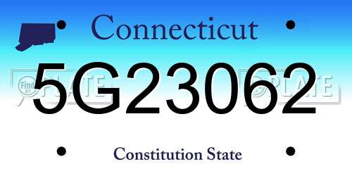 5G23062 Connecticut License Plate