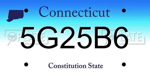 5G25B6 Connecticut License Plate