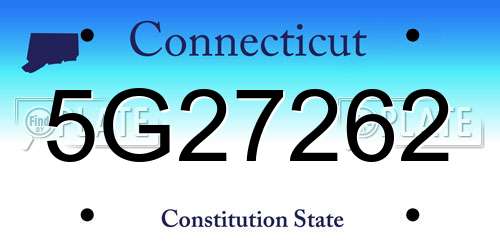5G27262 Connecticut License Plate
