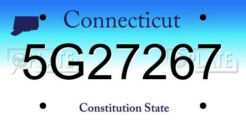 5G27267 Connecticut License Plate