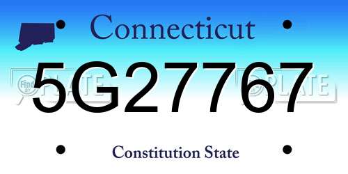 5G27767 Connecticut License Plate