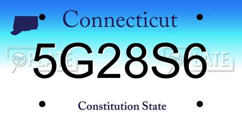 5G28S6 Connecticut License Plate