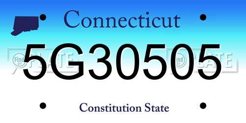5G30505 Connecticut License Plate