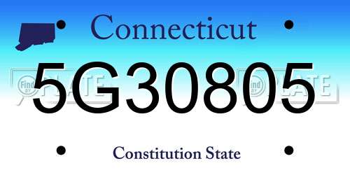 5G30805 Connecticut License Plate
