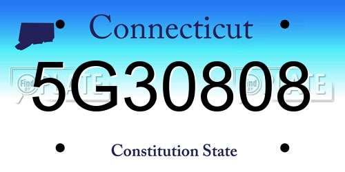 5G30808 Connecticut License Plate
