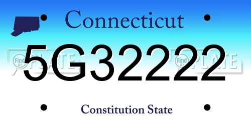 5G32222 Connecticut License Plate