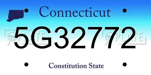 5G32772 Connecticut License Plate