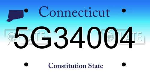 5G34004 Connecticut License Plate