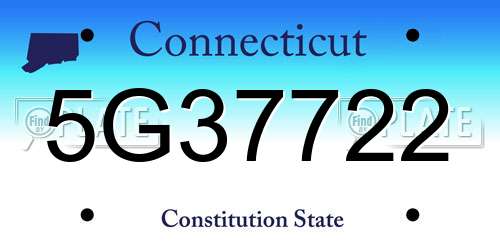 5G37722 Connecticut License Plate