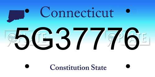5G37776 Connecticut License Plate