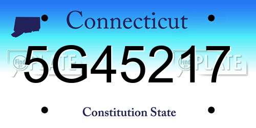 5G45217 Connecticut License Plate