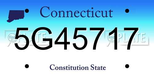 5G45717 Connecticut License Plate