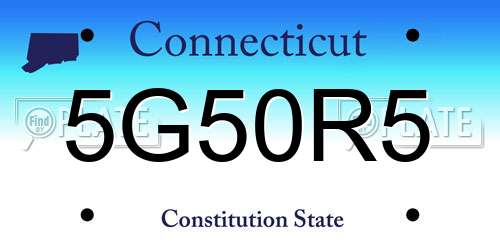 5G50R5 Connecticut License Plate