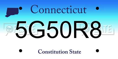 5G50R8 Connecticut License Plate