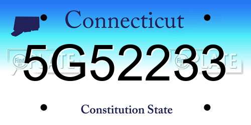 5G52233 Connecticut License Plate