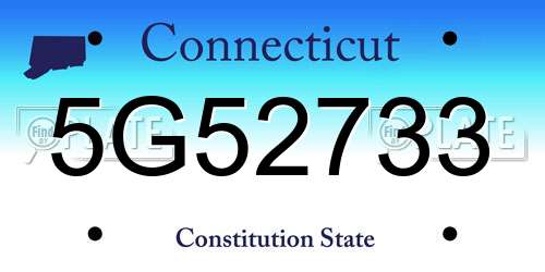 5G52733 Connecticut License Plate