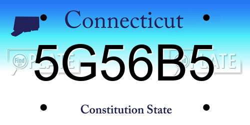 5G56B5 Connecticut License Plate