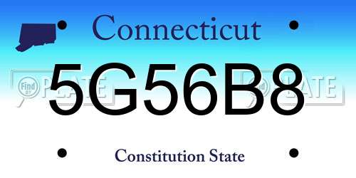 5G56B8 Connecticut License Plate