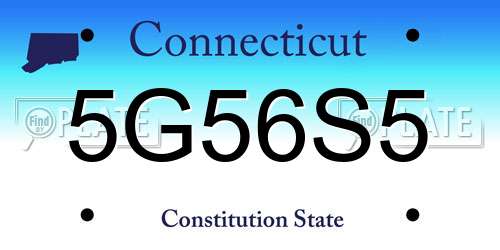 5G56S5 Connecticut License Plate