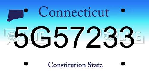5G57233 Connecticut License Plate