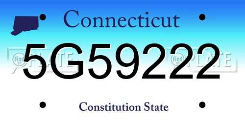 5G59222 Connecticut License Plate