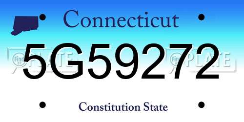 5G59272 Connecticut License Plate