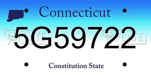 5G59722 Connecticut License Plate