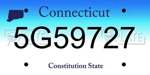 5G59727 Connecticut License Plate