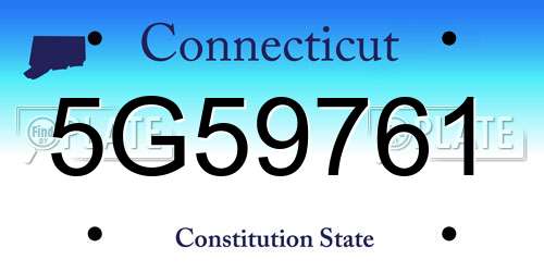 5G59761 Connecticut License Plate