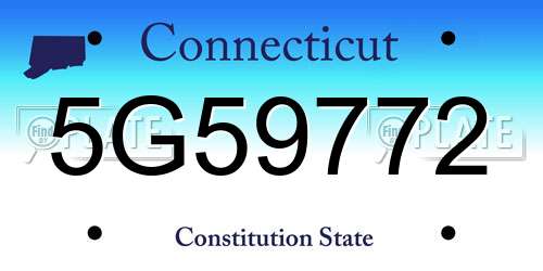 5G59772 Connecticut License Plate